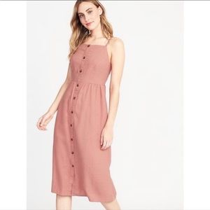 Pink Linen-Blend Sun Dress